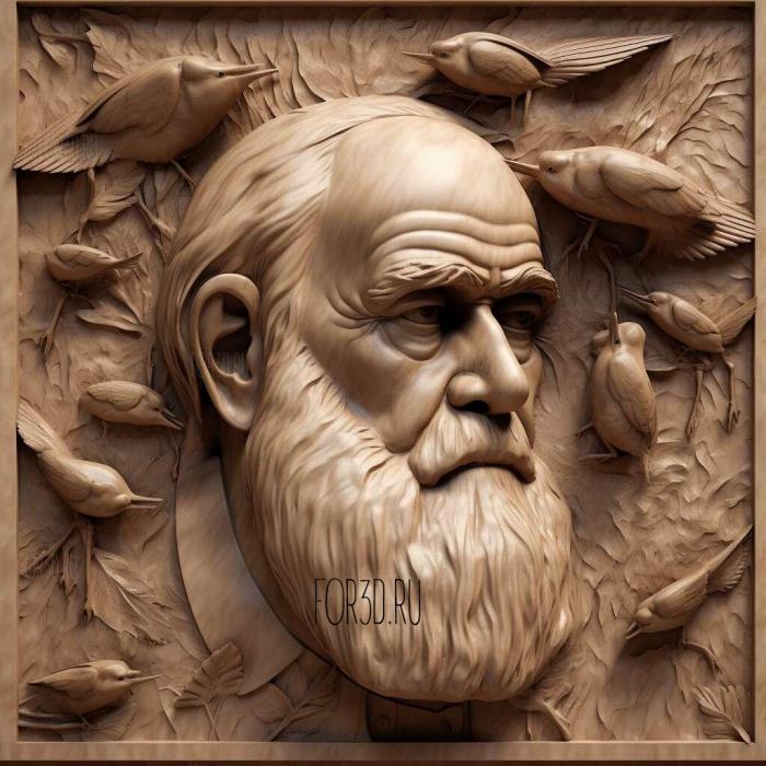 Charles Darwin 3 stl model for CNC